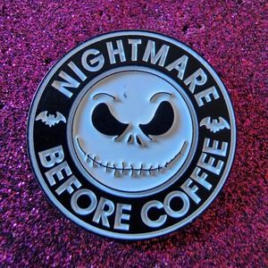 3/$20 Jack Skellington NIGHTMARE BEFORE COFFEE NBC Starbucks Parody Enamel Pin